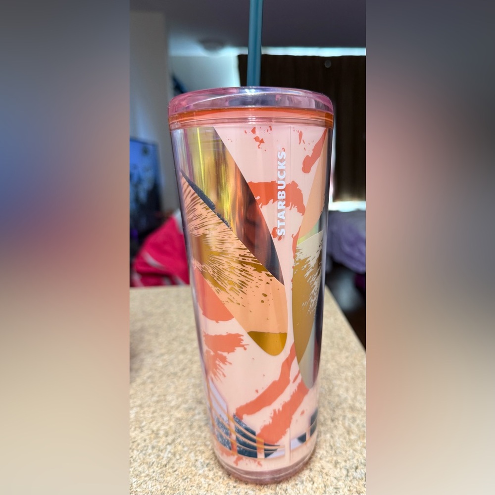 Starbucks Geometric Pink and Gold Tumbler